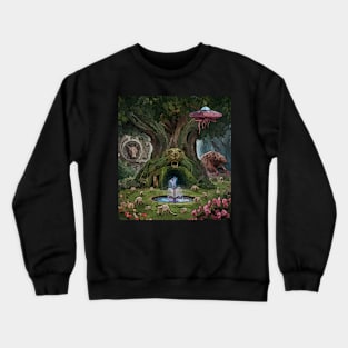 watercolor lion tree with pangolin of nature Crewneck Sweatshirt